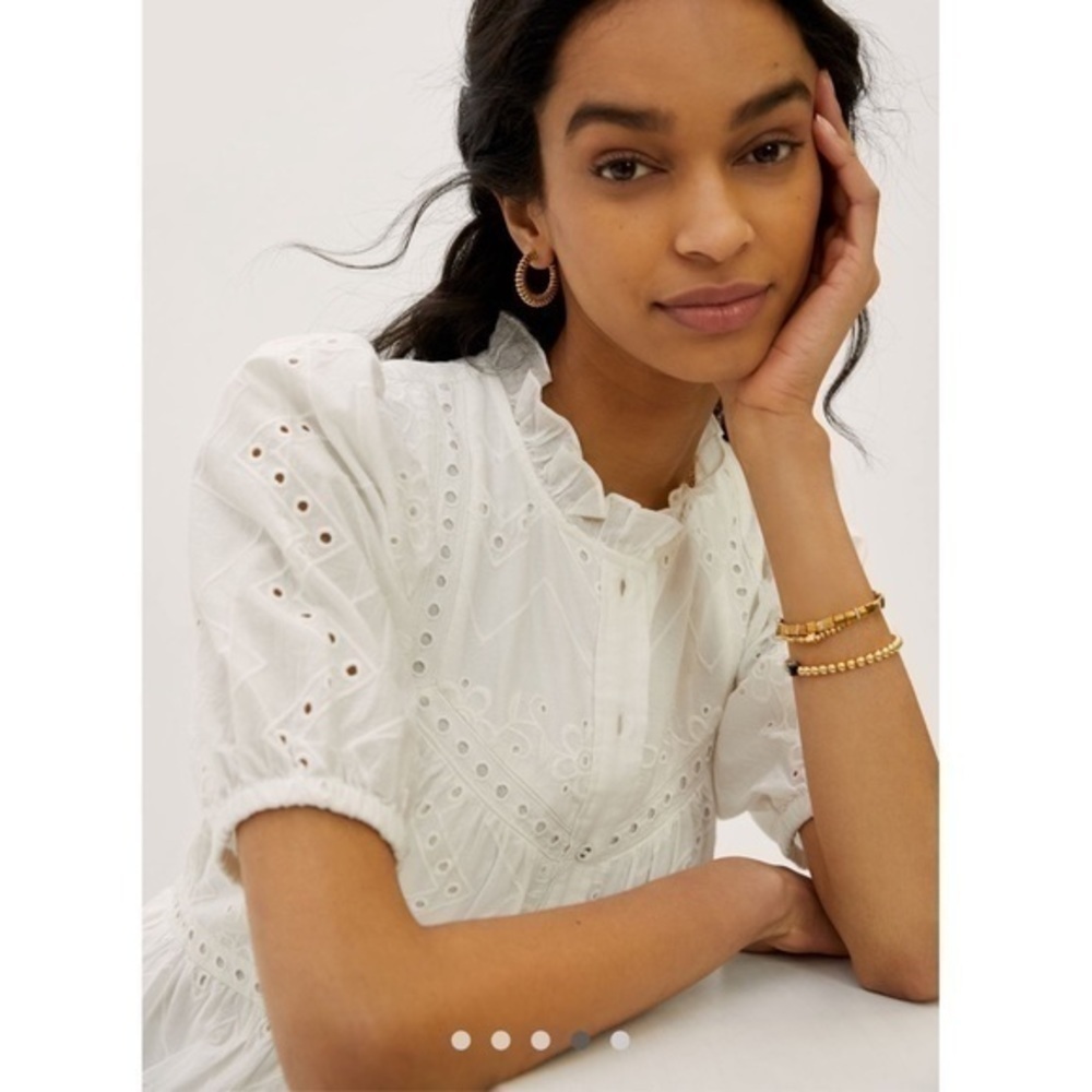 💋Anthropologie white eyelet midi dress. Size S petite - Picture 2 of 12